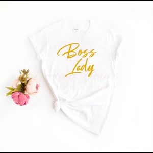 Boss Lady Adult T-Shirt - White w/ Gold Design